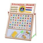 Kids 2 In 1 Wooden Writing Board Easel Black Board And Magnetic White Board Double Sided Revolving Easel Board - Image 5