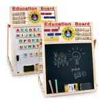 Kids 2 In 1 Wooden Writing Board Easel Black Board And Magnetic White Board Double Sided Revolving Easel Board - Image 6
