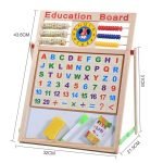 Kids 2 In 1 Wooden Writing Board Easel Black Board And Magnetic White Board Double Sided Revolving Easel Board - Image 7