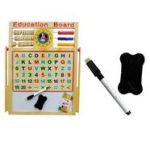 Kids 2 In 1 Wooden Writing Board Easel Black Board And Magnetic White Board Double Sided Revolving Easel Board - Image 3