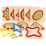 Montessori Wooden Geometric Shape Puzzle Board- 6 PCS - Image 7