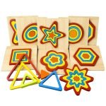 Montessori Wooden Geometric Shape Puzzle Board- 6 PCS - Image 2
