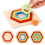 Montessori Wooden Geometric Shape Puzzle Board- 6 PCS - Image 5