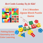 3 in 1 Wooden Jigsaw Block Puzzle Game & Geometry & Color Learning Board