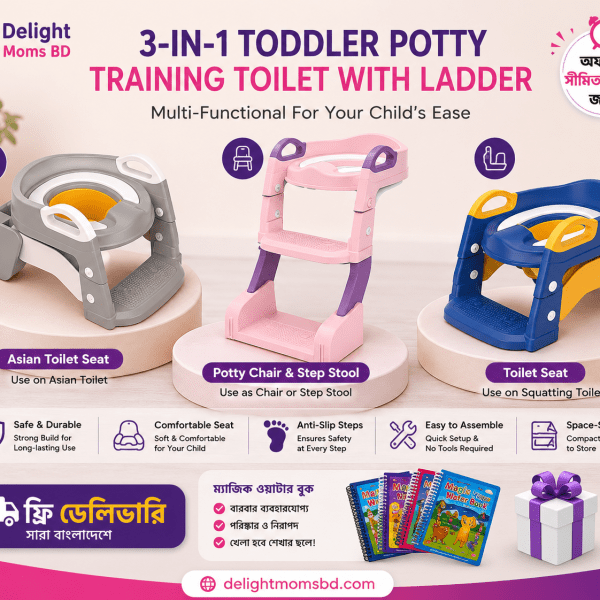 3-in-1 Foldable Toilet with Step Stool Ladder for Kids