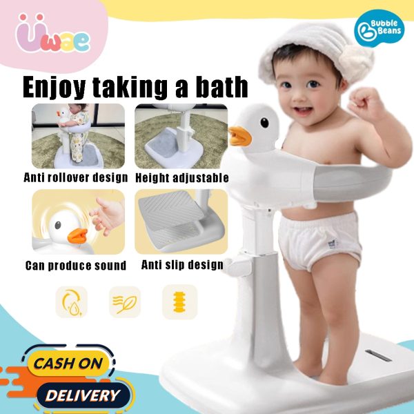 Baby Shower Stand for Bathing – Adjustable Toddler Shower Tower with Backrest